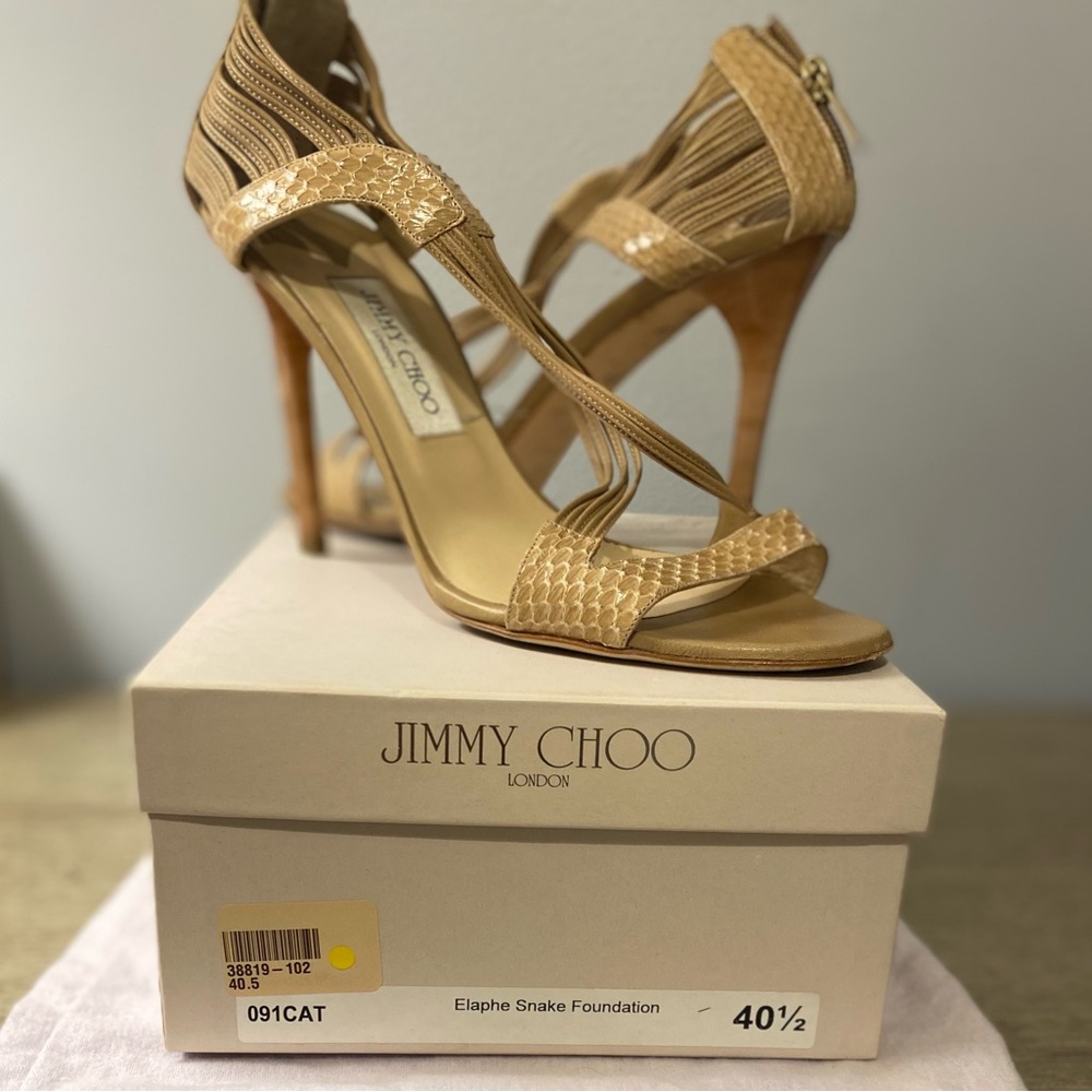 JIMMY CHOO Elaphe Snake Foundation strappy sandals